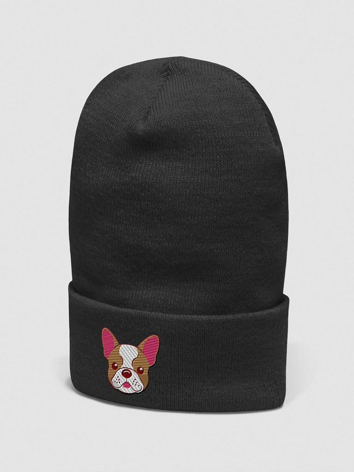 Cozy French Bulldog Face Embroidered Beanie for Cuffing Season product image (2)