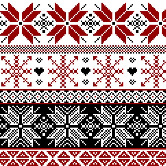 Winter Fair Isle Pattern, Red & Black