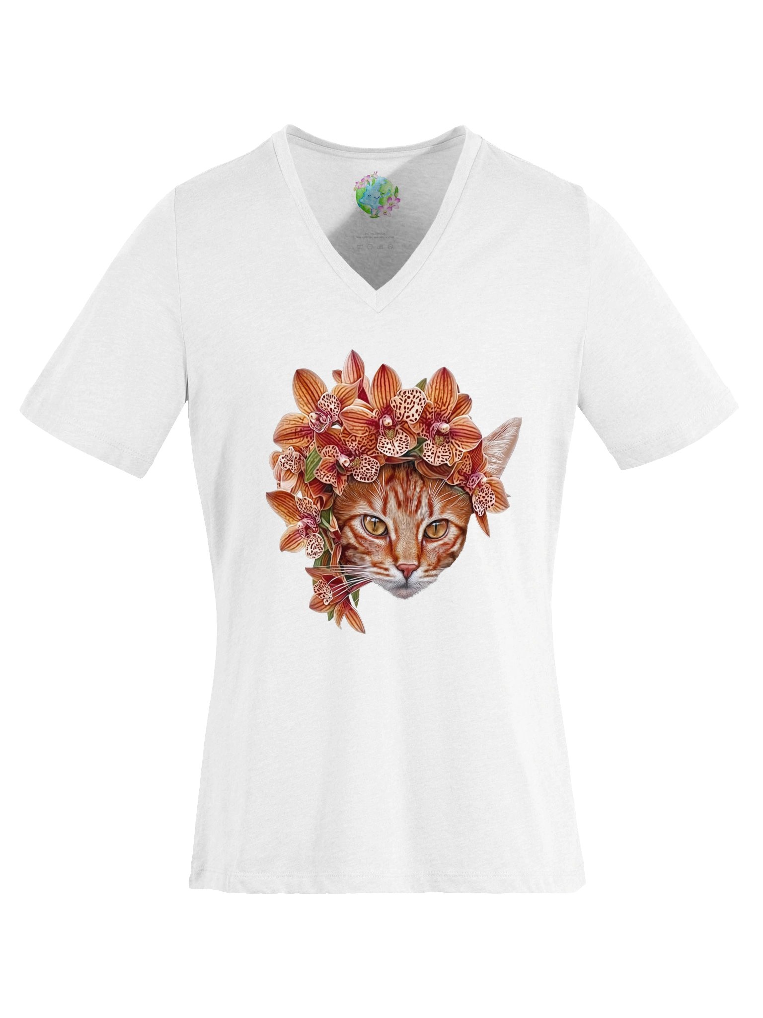 Orchid Cat Women’s relaxed v-neck t-shirt product image (1)