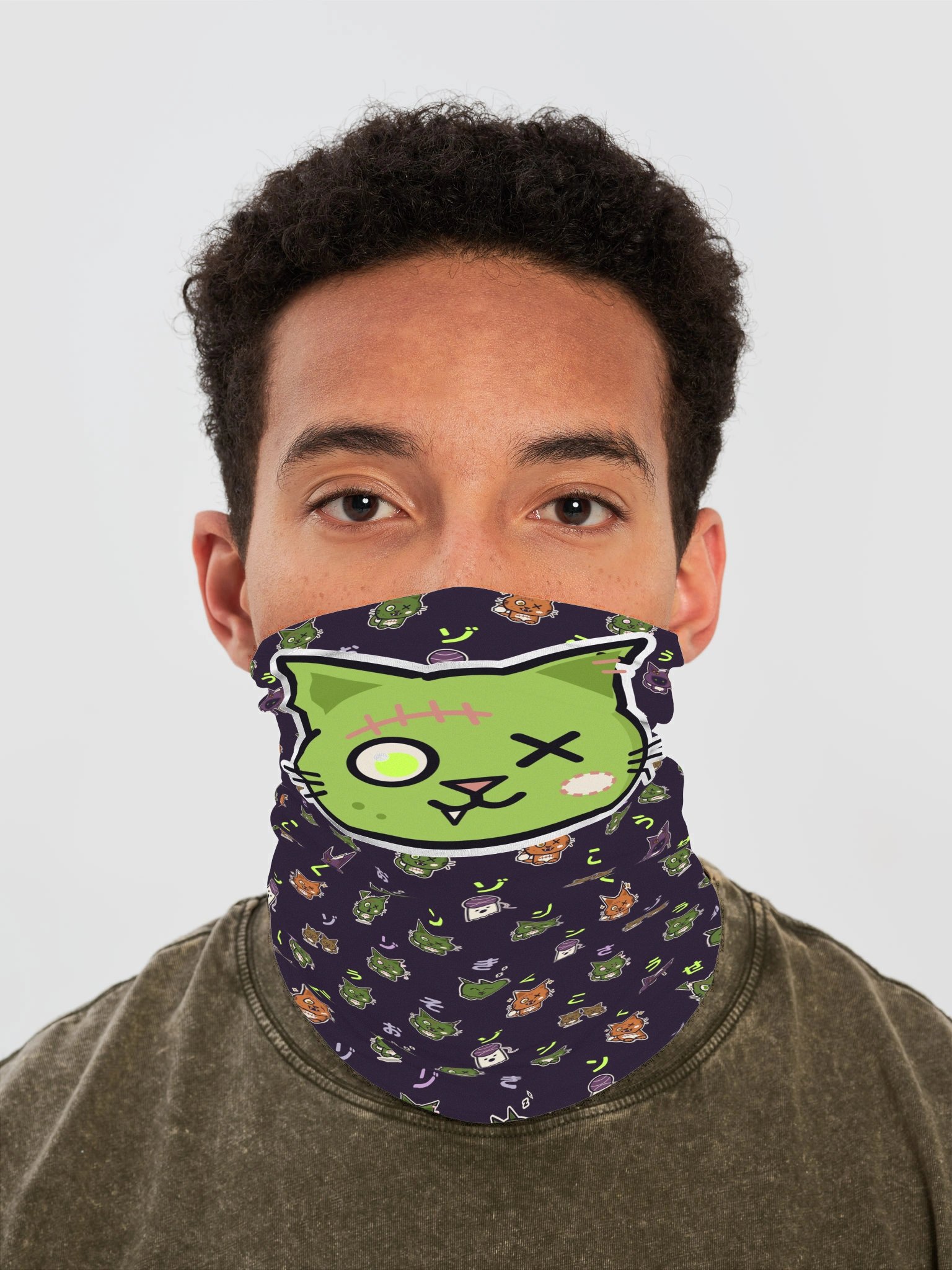 Zombie Cat Face Gaiter: Night Kana product image (1)