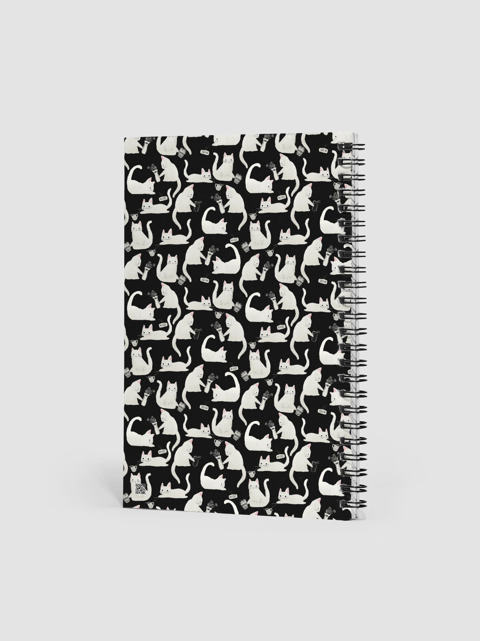 Bad Cats Knocking Stuff Over Pattern Notebook, Black product image (2)
