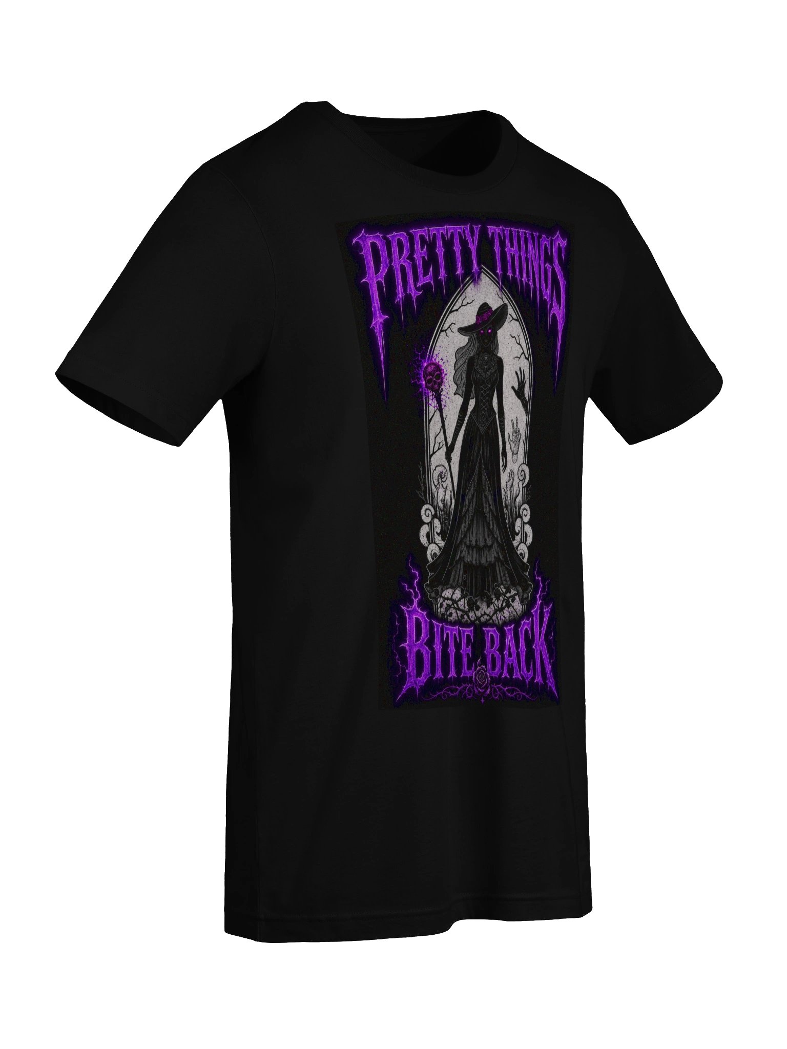 Pretty Things Bite Back — Gothic Purple Witch Tee product image (9)
