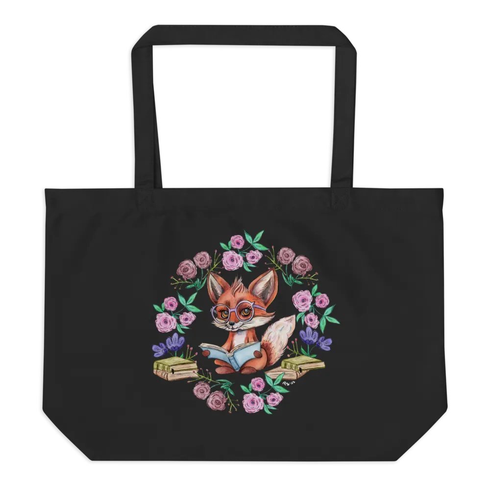 Book Smart Fox Black Tote product image (1)