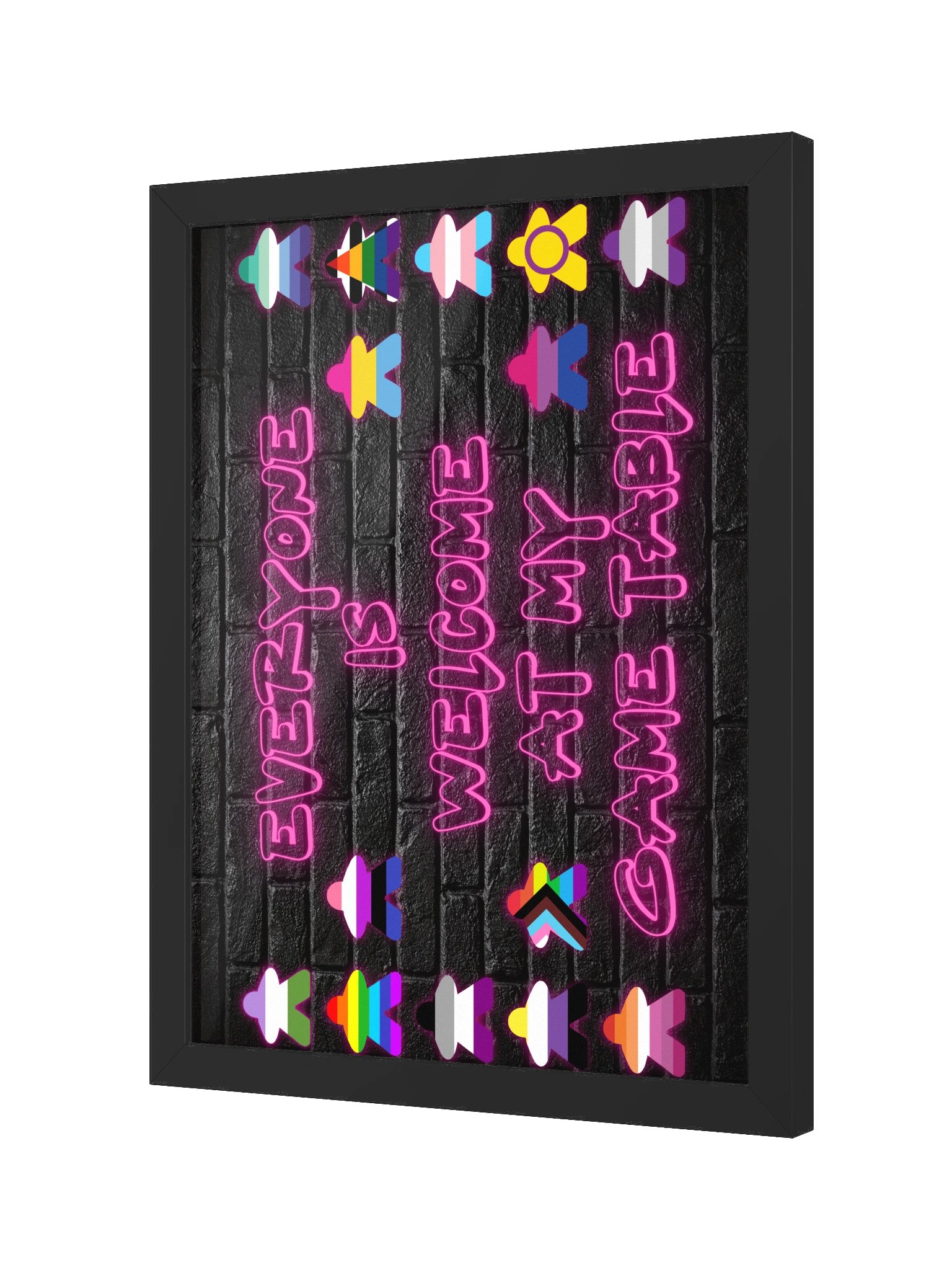 Pride Flag Meeples Inclusive Board Game Room Neon Sign - FRAMED product image (7)