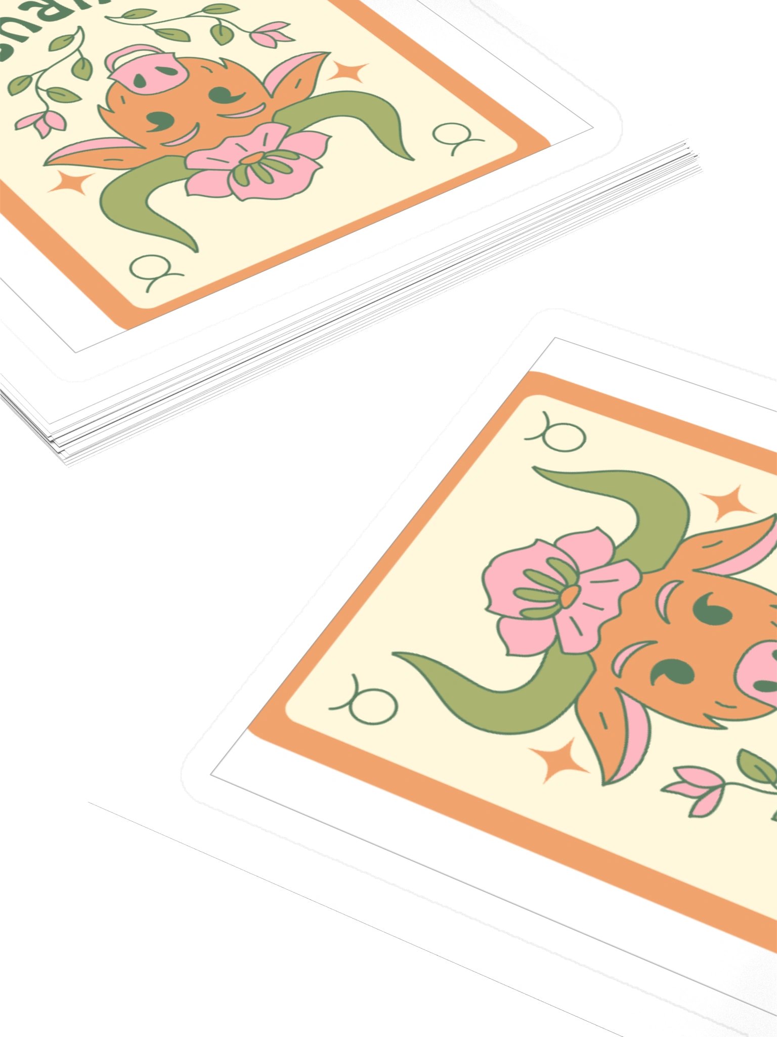 Taurus Zodiac Sticker — Smiling Floral Bull Design product image (4)