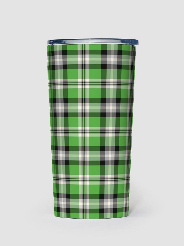Bright Green, Black, and Gray Plaid Travel Tumbler product image (2)