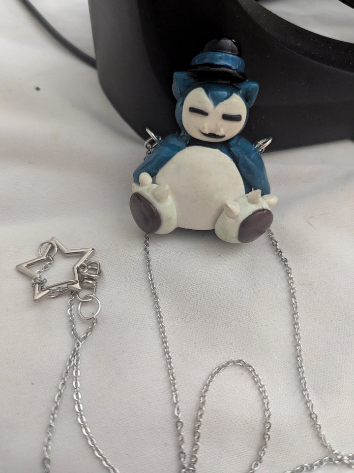 Handmade Snorlax Necklace with Top Hat product image (1)