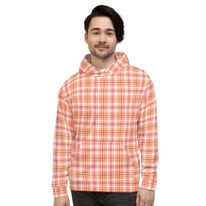 Orange and Hot Pink Plaid Hoodie product image (2)
