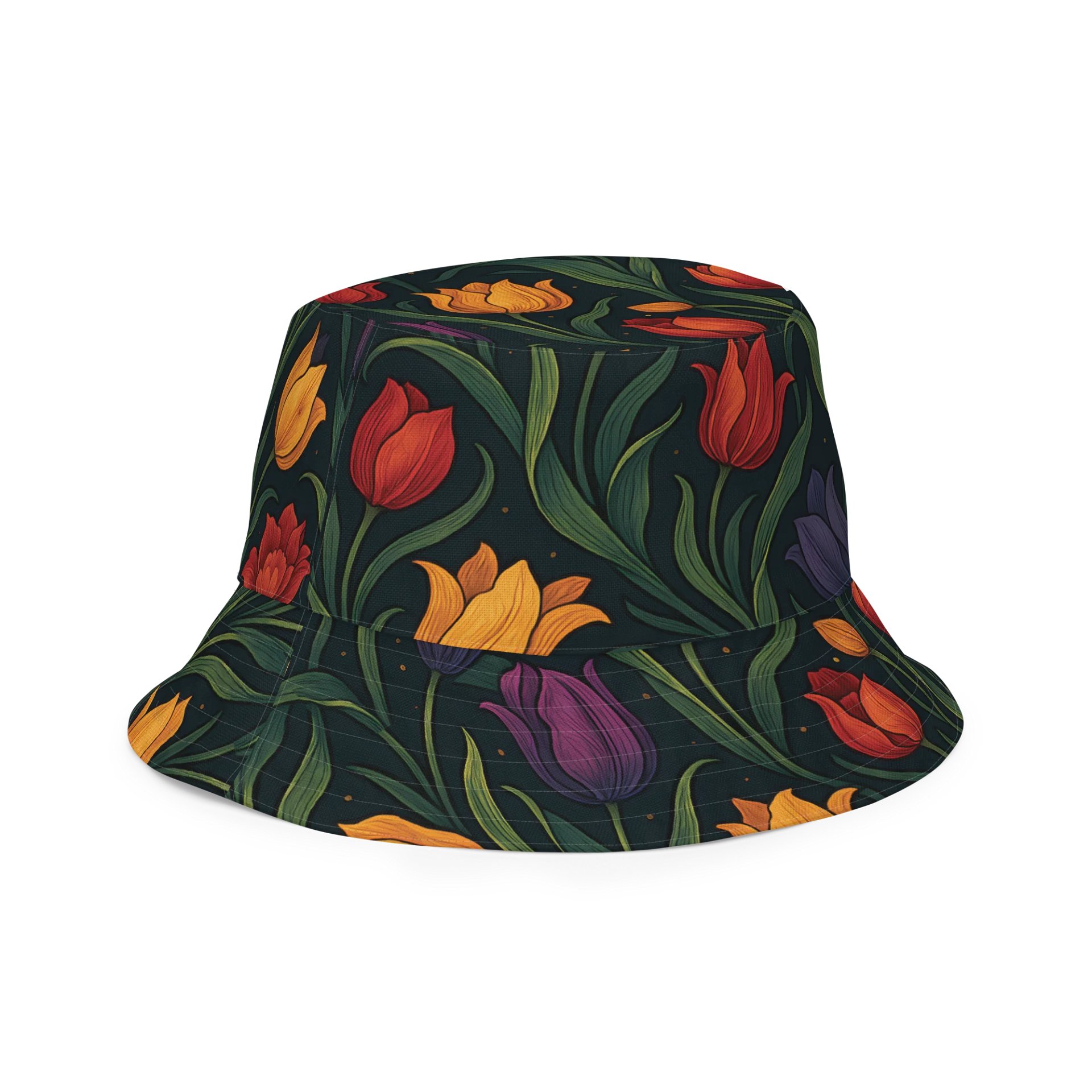 Yellow, Red, and Purple Tulips Reversible Bucket Hat – Bold Floral Sun Hat for Outdoor Style product image (3)