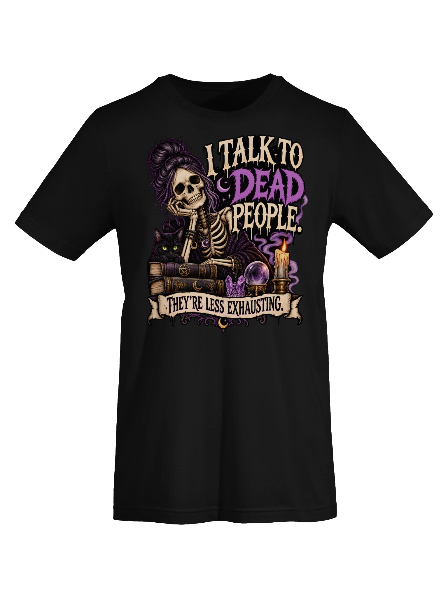 I Talk to Dead People Gothic Skeleton Cat Tee product image (34)