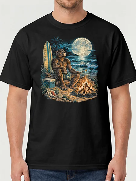 Wolfman Moonlight Beach — Monsters Off Duty Tee product image (5)