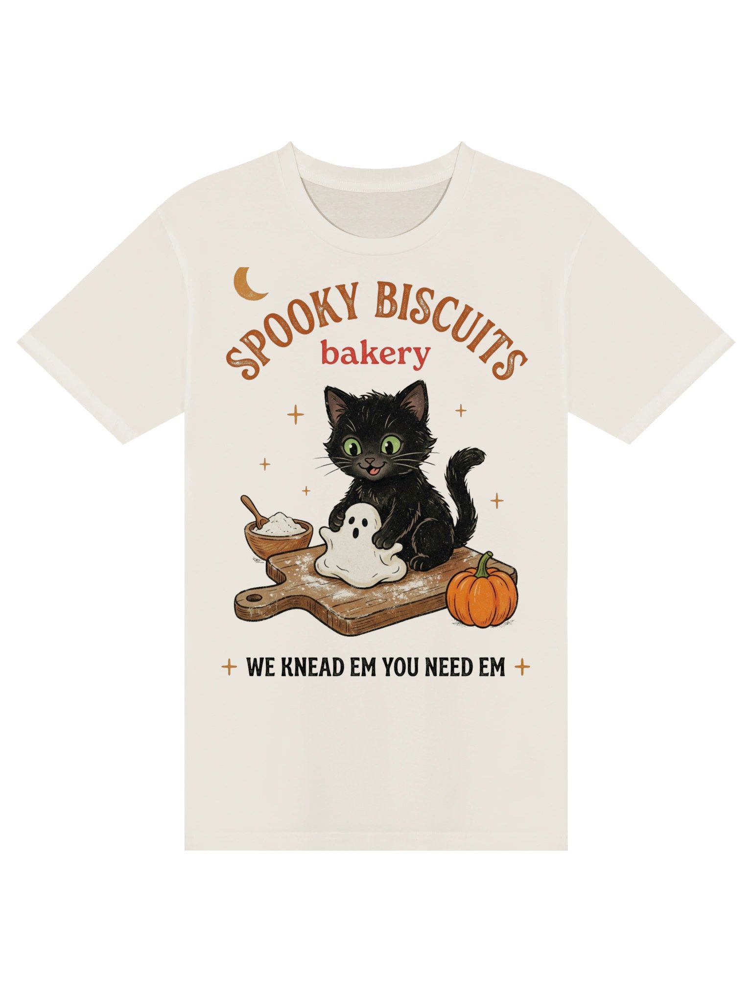 Spooky Biscuits Bakery – Cute Black Cat T-Shirt product image (2)