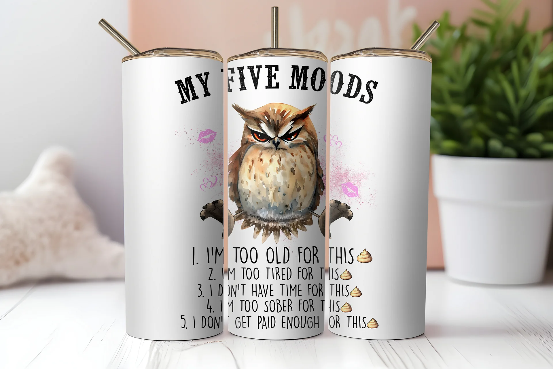 Whimsical Owl Stainless Steel Tumbler product image (2)