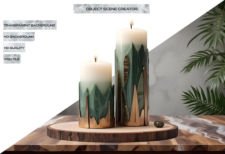 Luxe Botanique – Emerald Serenity Candle Set PNG product image (2)