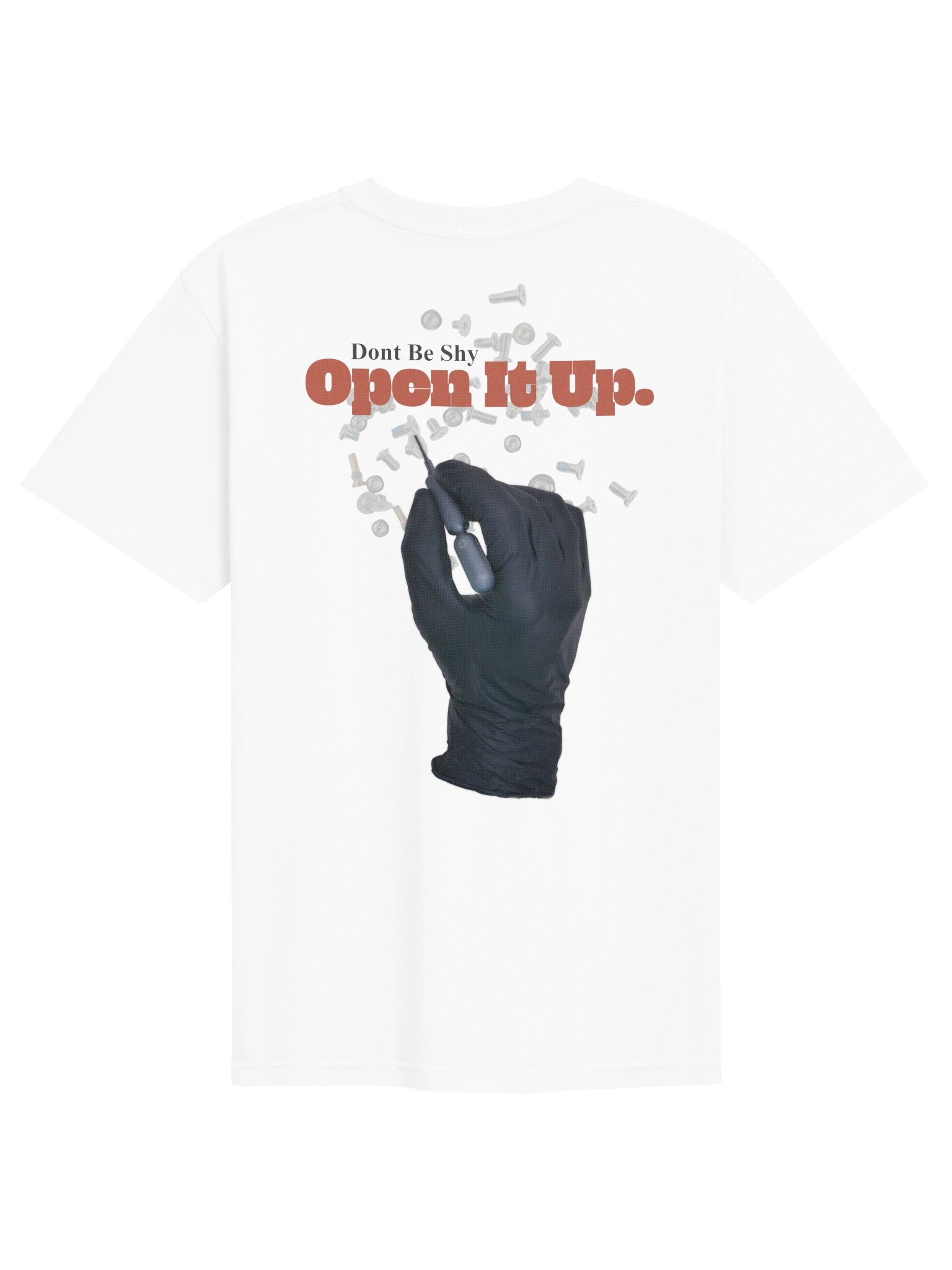 Open It Up white T-shirt
