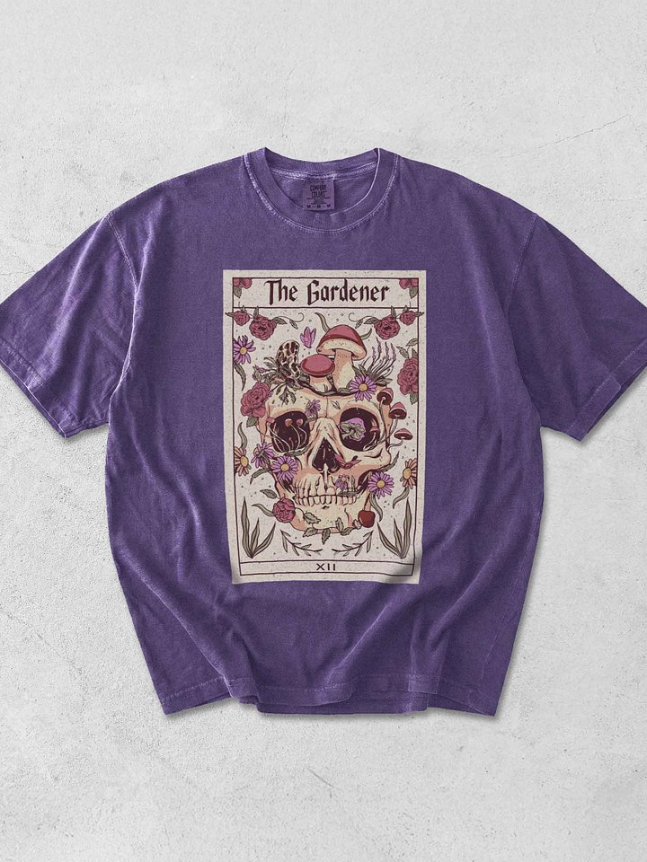 The Gardener Tarot Shirt – Vintage Botanical Skull & Mushroom Tarot Graphic Tee product image (1)