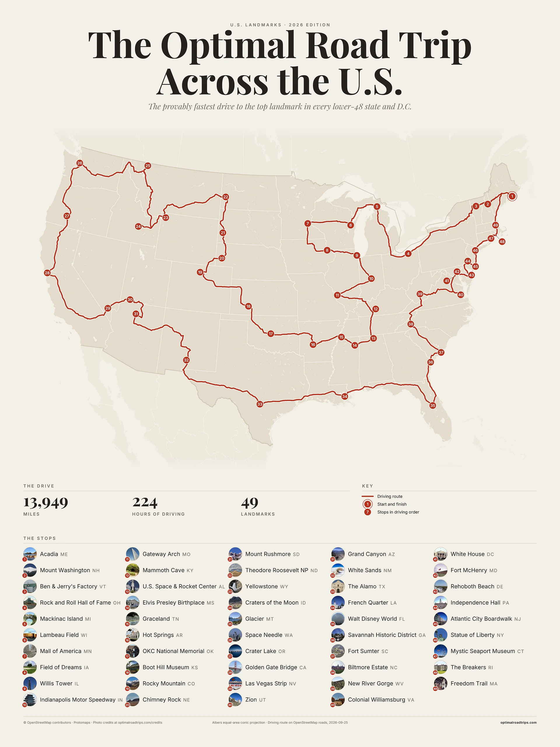 U.S. Landmarks 2026, Paper, 18 x 24 in, matte poster product image (1)