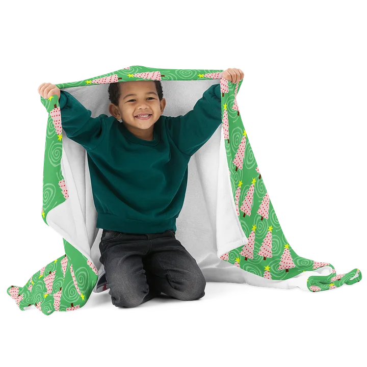 Pink Christmas Tree on Green with Swirls Soft Throw Blanket product image (1)