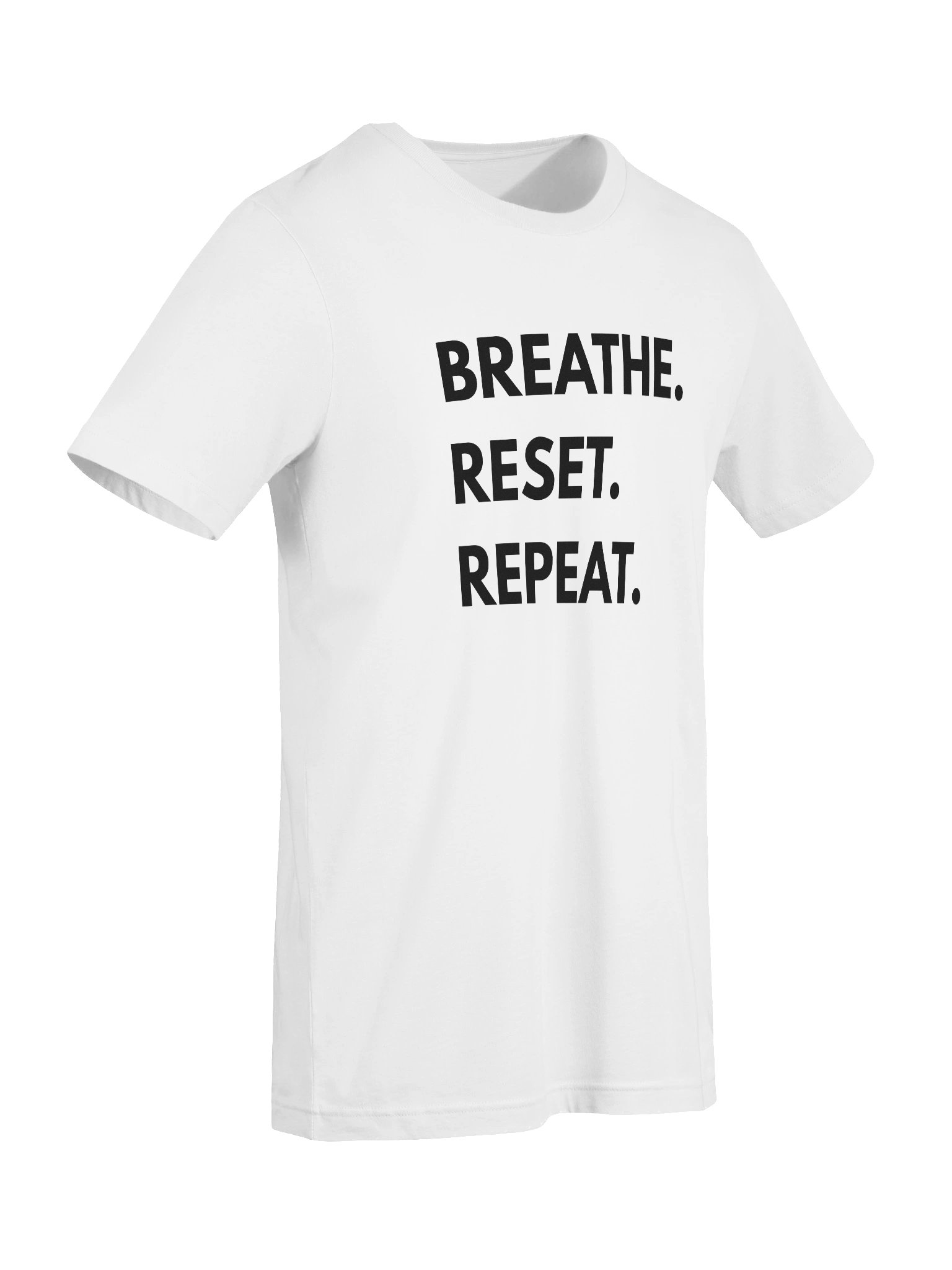 Breathe. Reset. Repeat. — Minimal Typography Tee (White) product image (4)