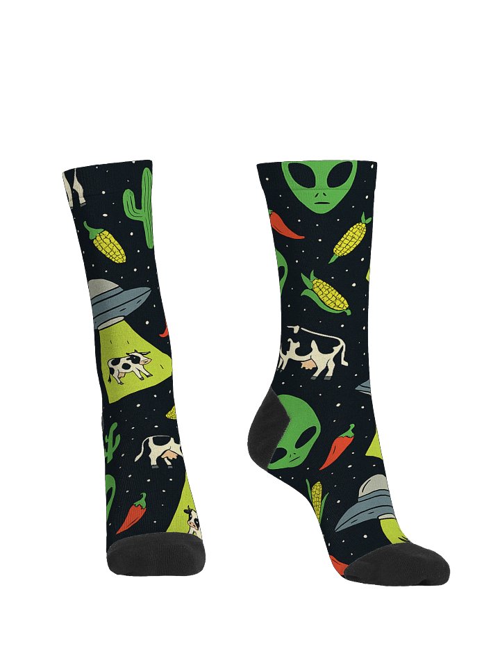 Corny UFO Abduction Roswell Aliens Eco Friendly Crew Socks product image (2)
