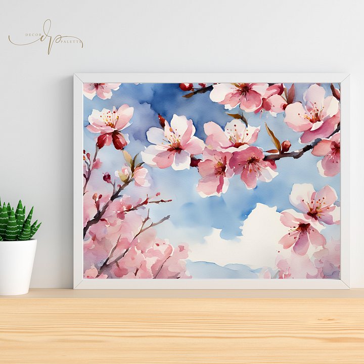 Watercolour Painting Printable Wall Art of CHERRY BLOSSOMS product image (2)