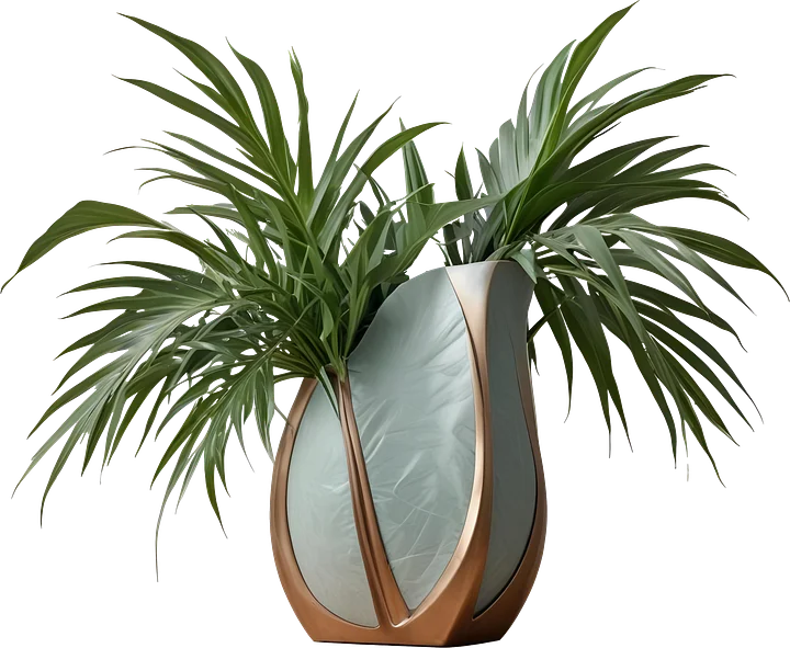 Gatsby Grace – Art Deco Vase with Tropical Plant PNG product image (1)