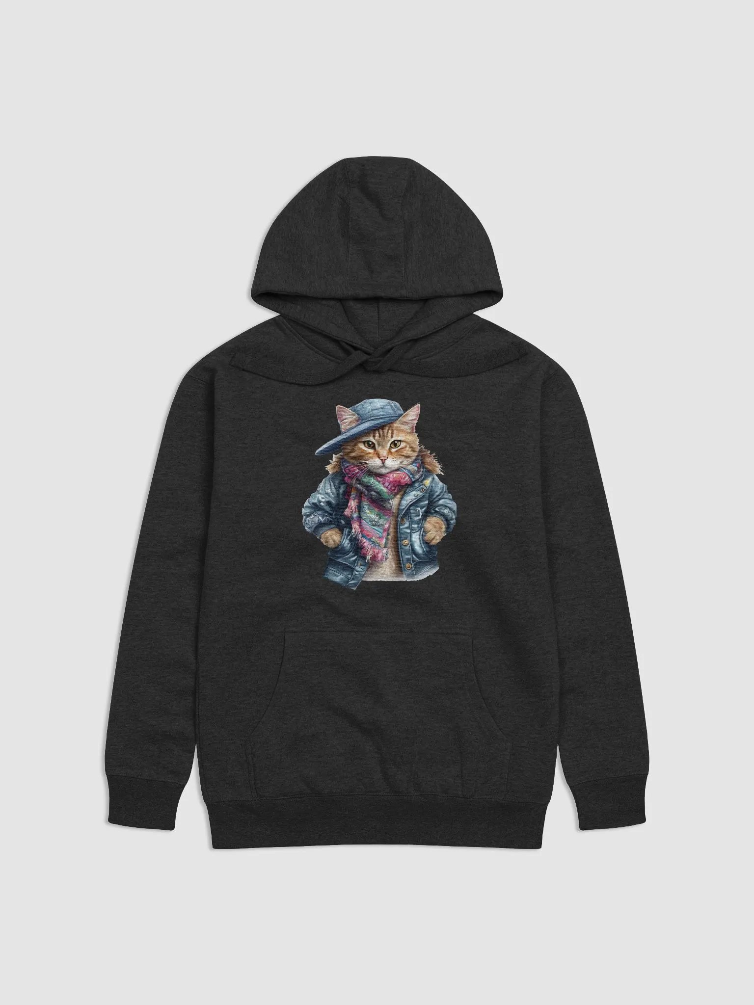 cat wearing a jacket cap and a scarf Hoodie product image (5)