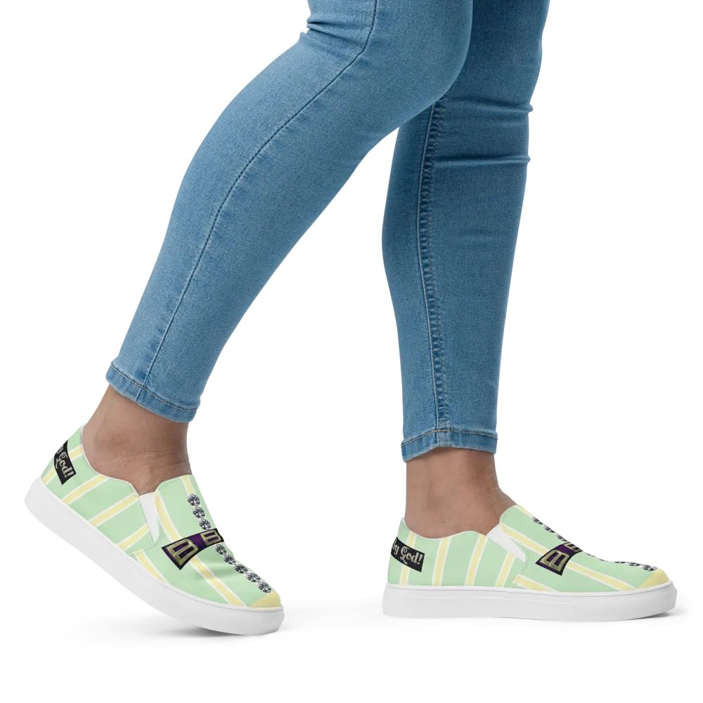 BBG Lime Green & Yellow Diamond Cross Women's Slip On product image (8)