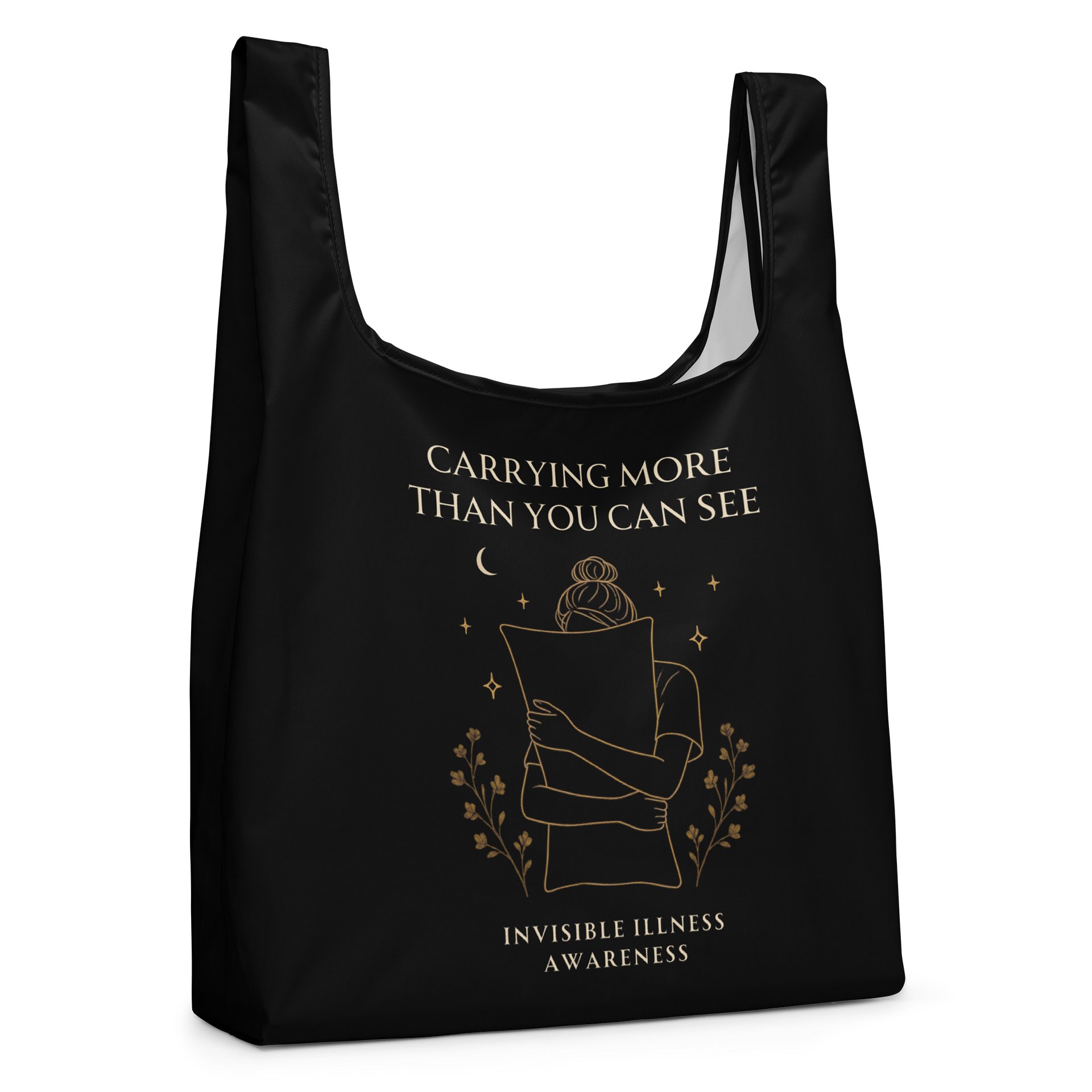 Carrying More Than You Can See Shopping Bag | Invisible Illness Reusable Bag | Gothic Spoonie Tote product image (4)