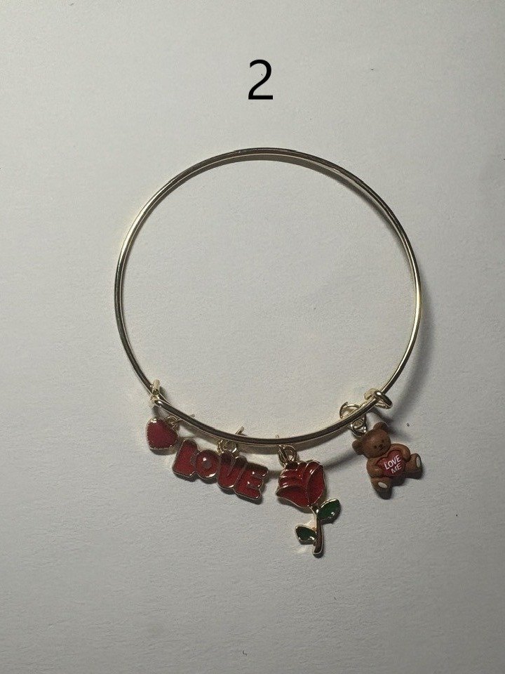 Gold Tone Bangle Charm Bracelets – Choose Your Numbered Style product image (2)