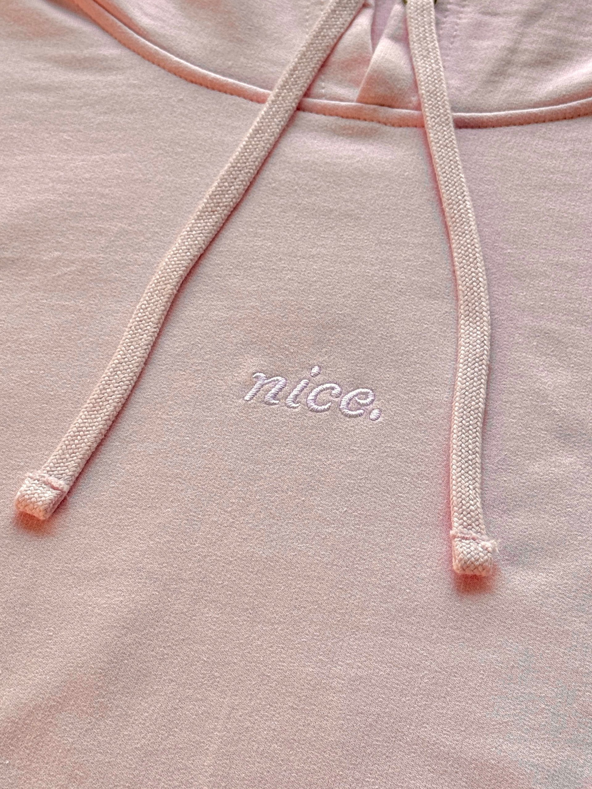 Nice. Embroidered Hoodie (Pink/White) product image (2)