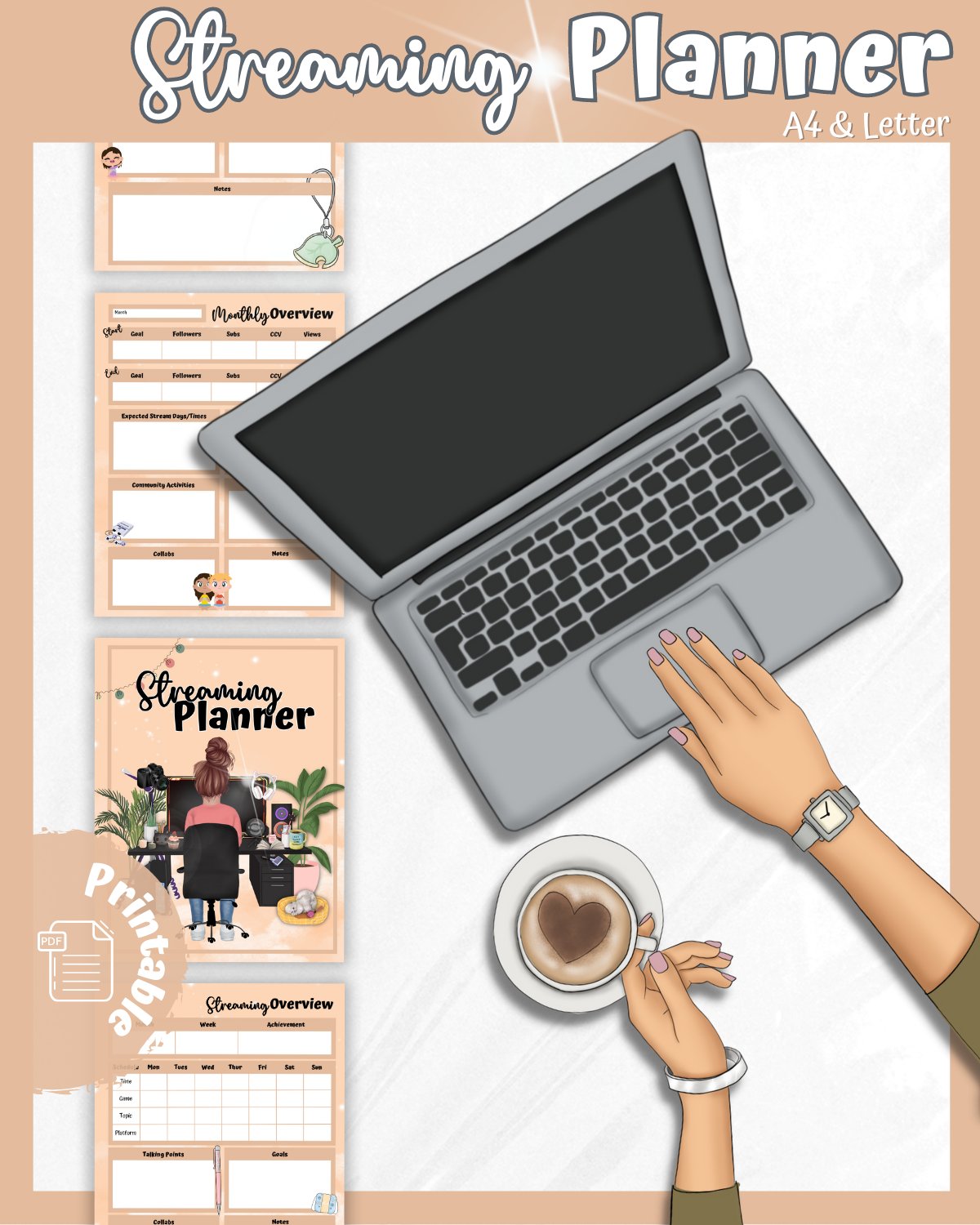 Orange Streaming Planner Printable product image (1)