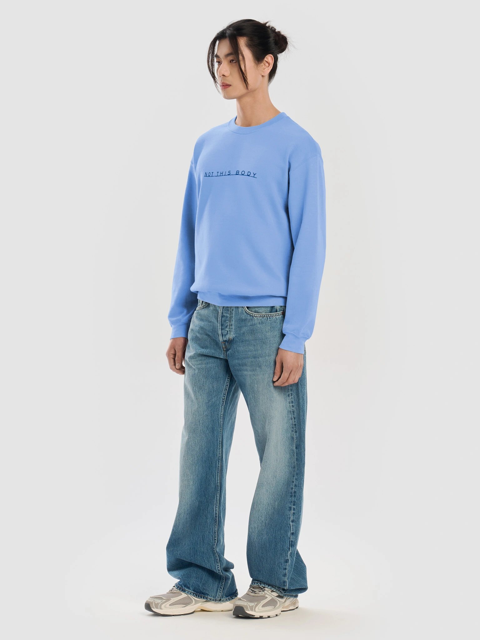 not this body sweatshirt - blue embroidery product image (7)