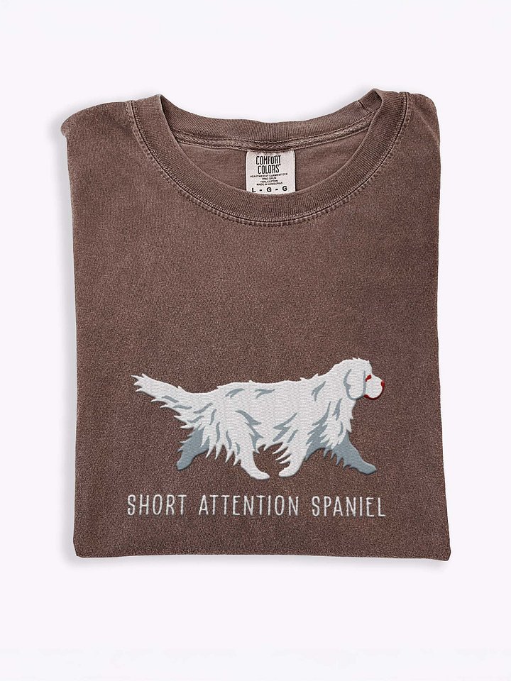 Short Attention Spaniel T-Shirt(Embroidered) of a Clumber Spaniel(White) product image (1)