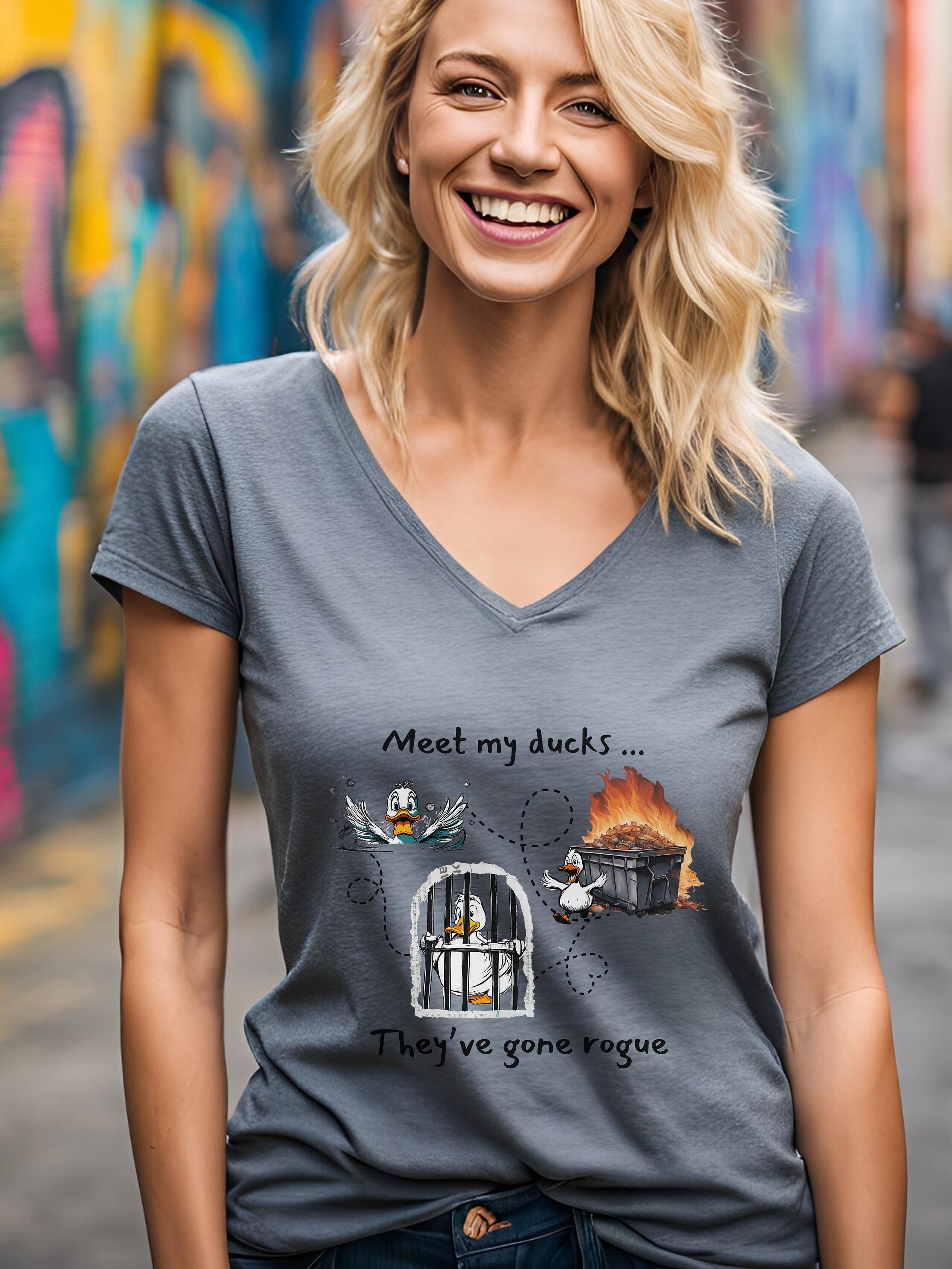 No Ducks In A Row V-Neck T-Shirt product image (2)