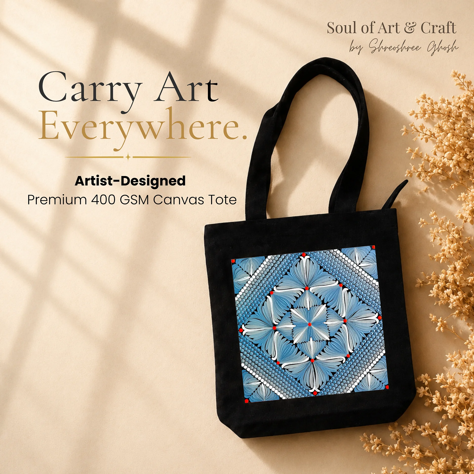 Blue Mandala Art Print Canvas Tote Bag product image (1)