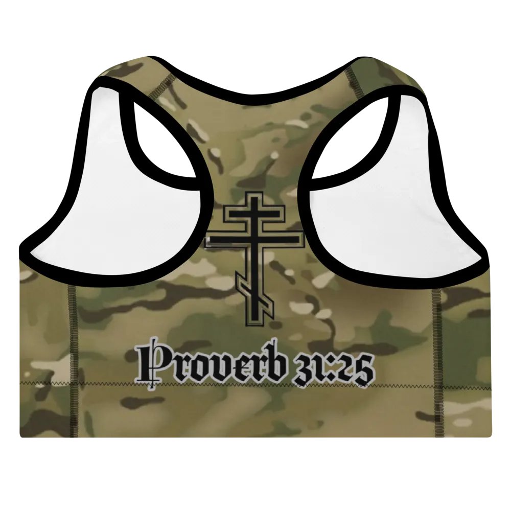 Faithful Camo: Proverb 3:25 Padded Sports Bra - Multicam product image (7)