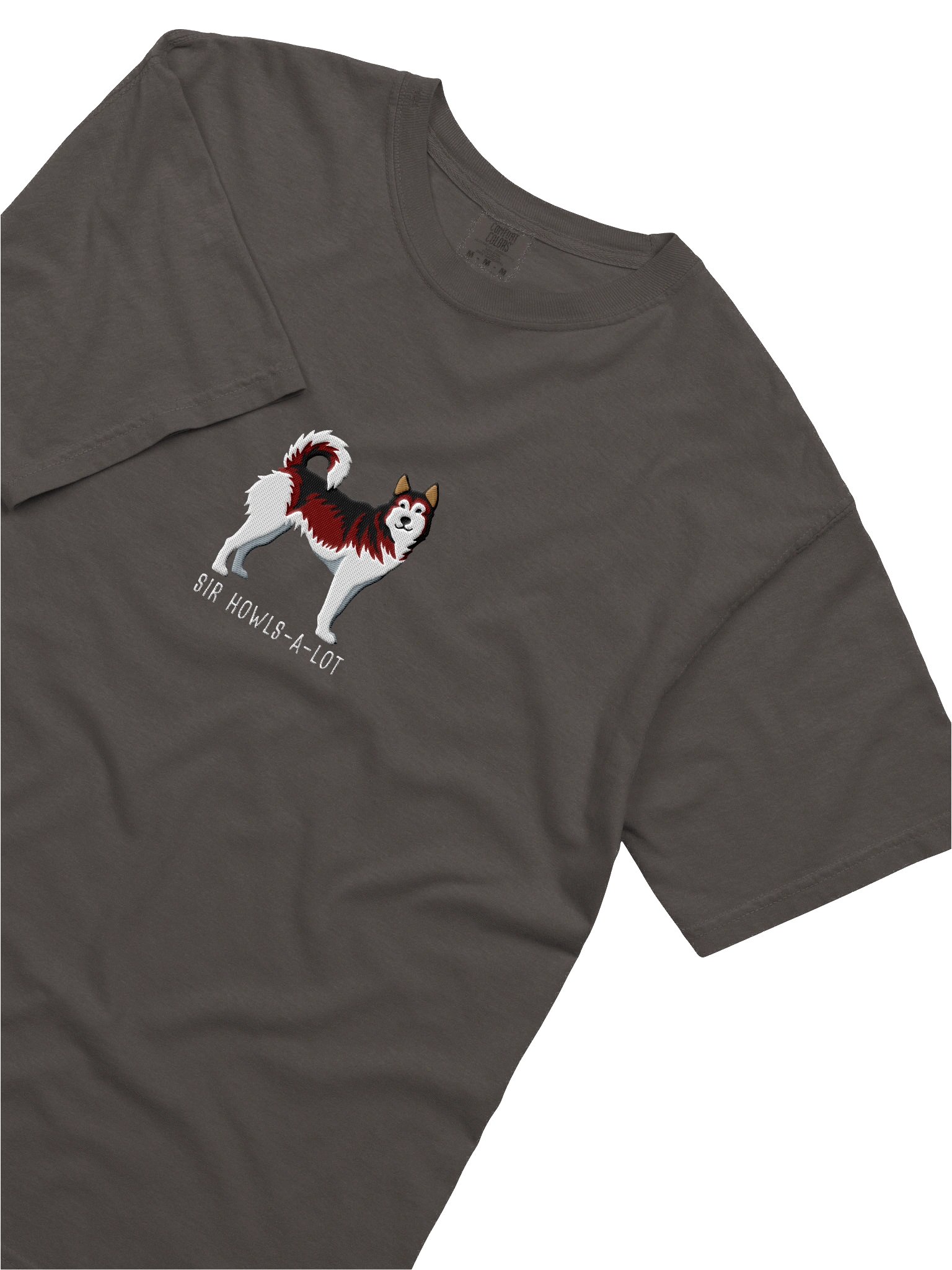 Sir Howls-A-Lot T-Shirt(Embroidered) of a Siberian Husky(Red) product image (8)