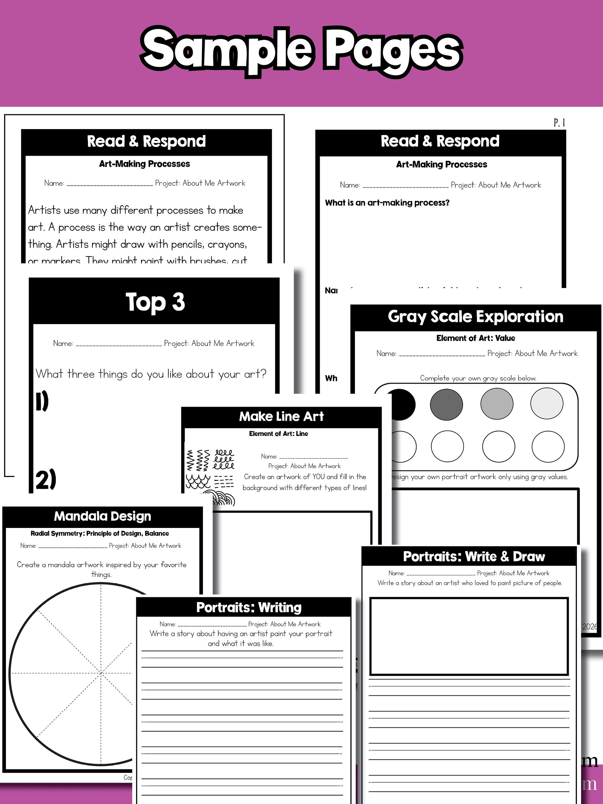 1st Grade Back to School About Me Art Lesson Portrait Favorite Thing Art Project product image (10)
