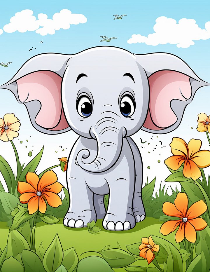 110 Elephant Coloring Book Pages For Kids PDF product image (1)