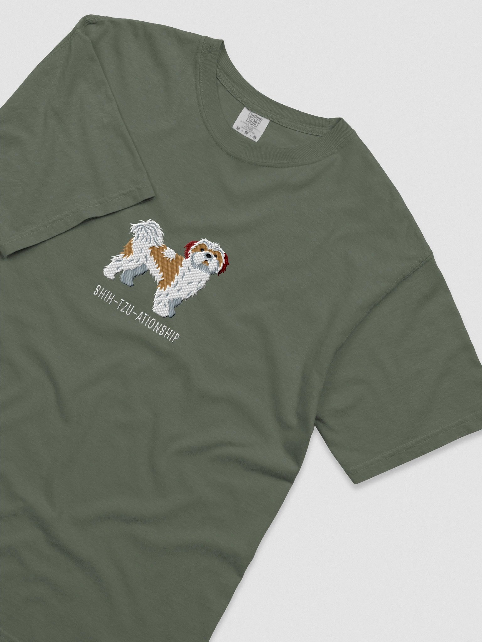 Shih-Tzu-ationship T-Shirt(Embroidered) of a Shih Tzu(Brown & White) product image (8)