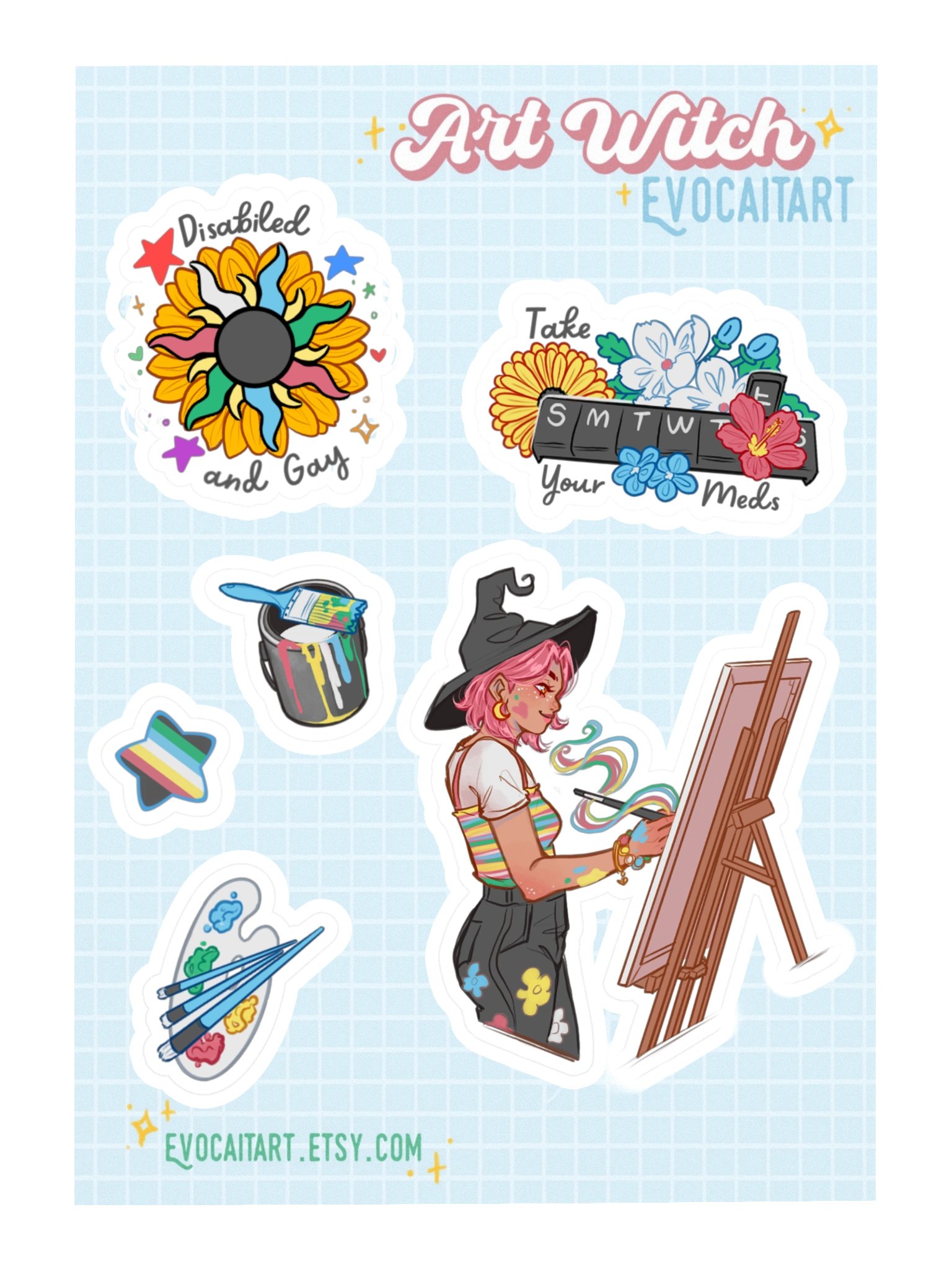 Disability Pride Flag Witch Stickers - Standing Version product image (2)