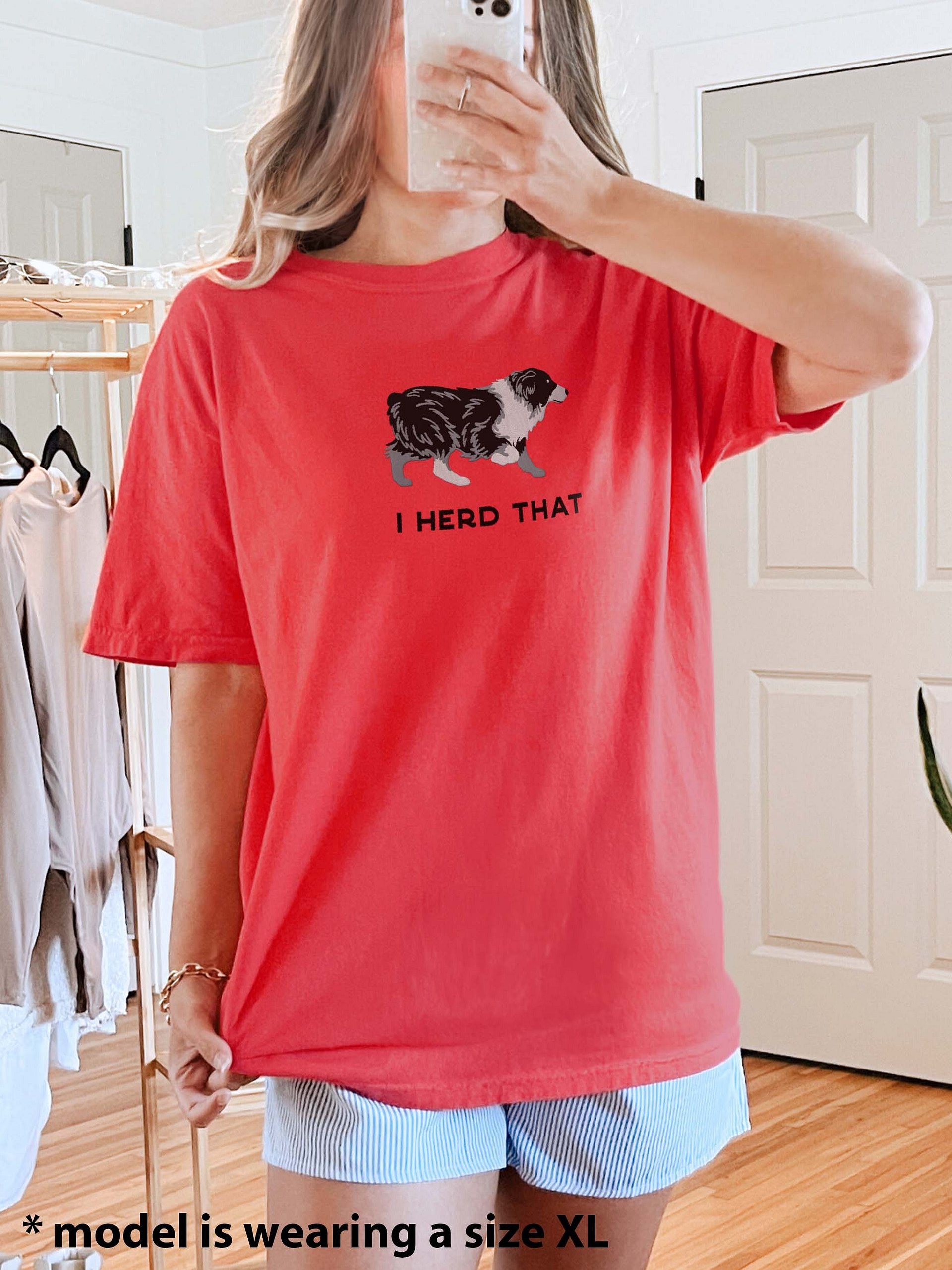 I Herd That T-Shirt(Embroidered) of an Australian Shepherd(Black & White) product image (2)