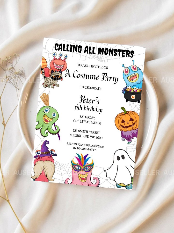 Halloween Monster Birthday Costume Party Invitation product image (2)