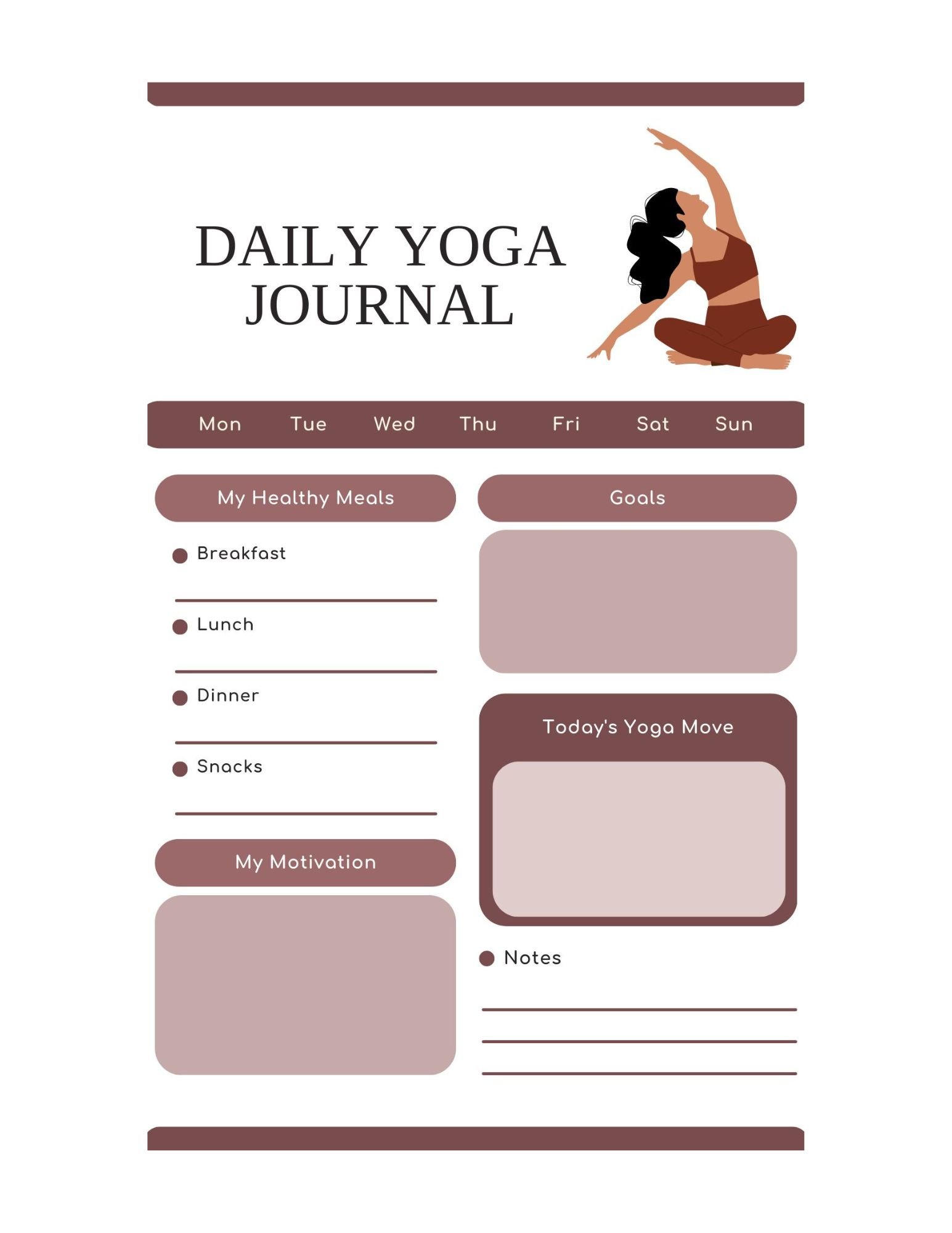 Digital Printable Yoga Journal Log Sheets 8.5x11 product image (2)