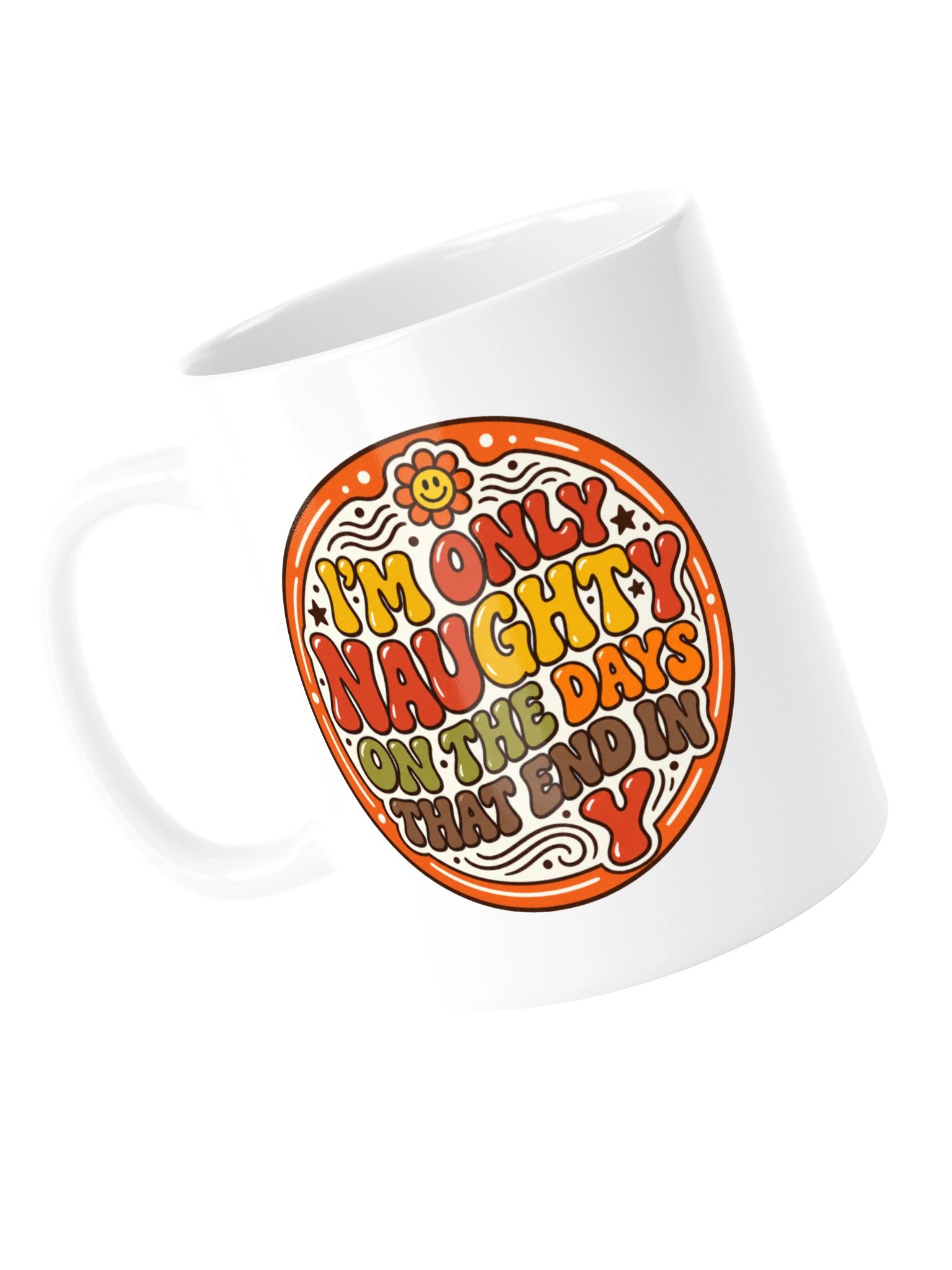 Only Naughty on Days Ending in Y - Retro Badge Mug product image (13)