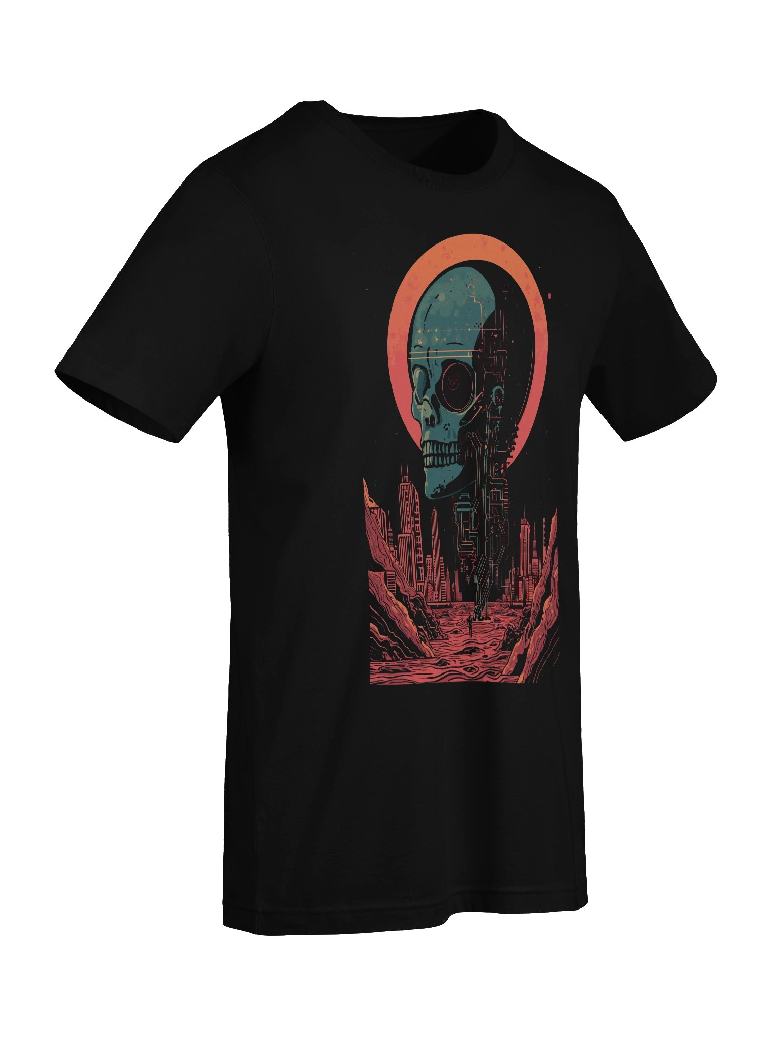 Retro Futuristic Skull City Lightweight T-Shirt product image (2)