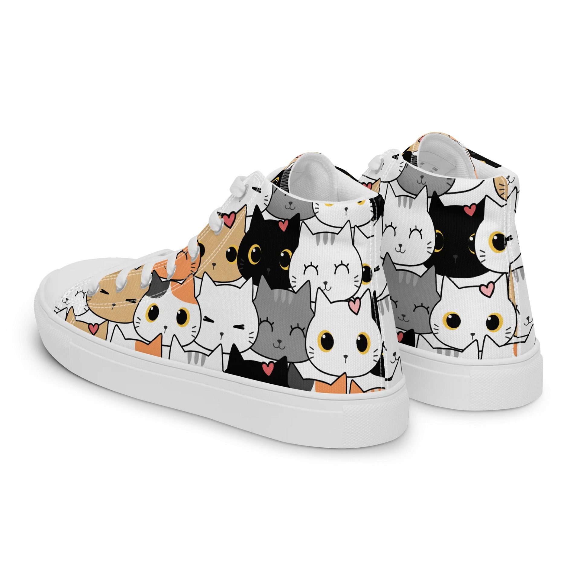 Whimsical Cat Faces High Top Canvas Shoes product image (5)