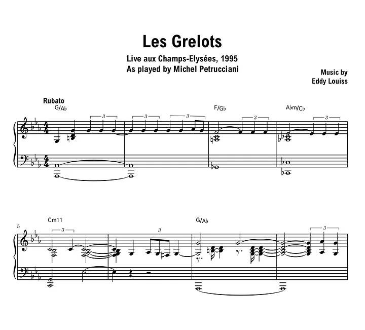 Michel Petrucciani - Les Grelots (Champs-Elysées) - Sheet music (PDF) product image (1)