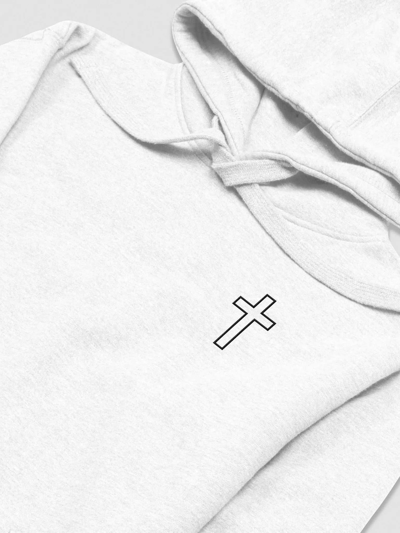 Simple Cross Embroidered White Hoodie product image (3)